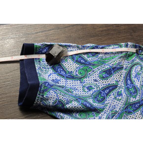 Robert Graham Polo Shirt Paisley Blue Green Classic Fit Luxury Men's XS - Picture 10 of 10